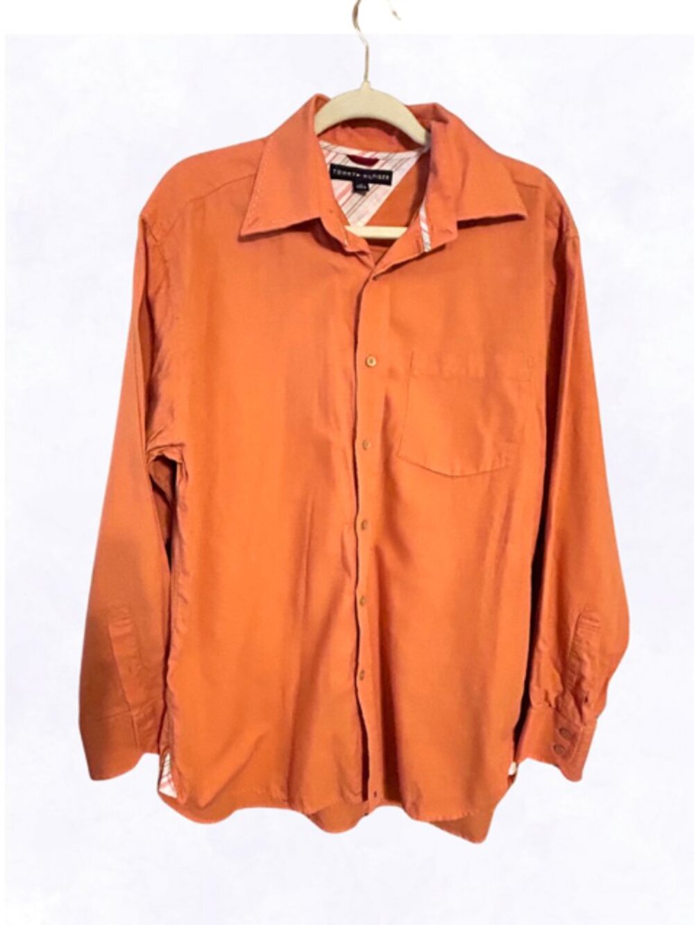 Tommy Hilfiger Orange Button Down Men's Long Sleeved Shirt